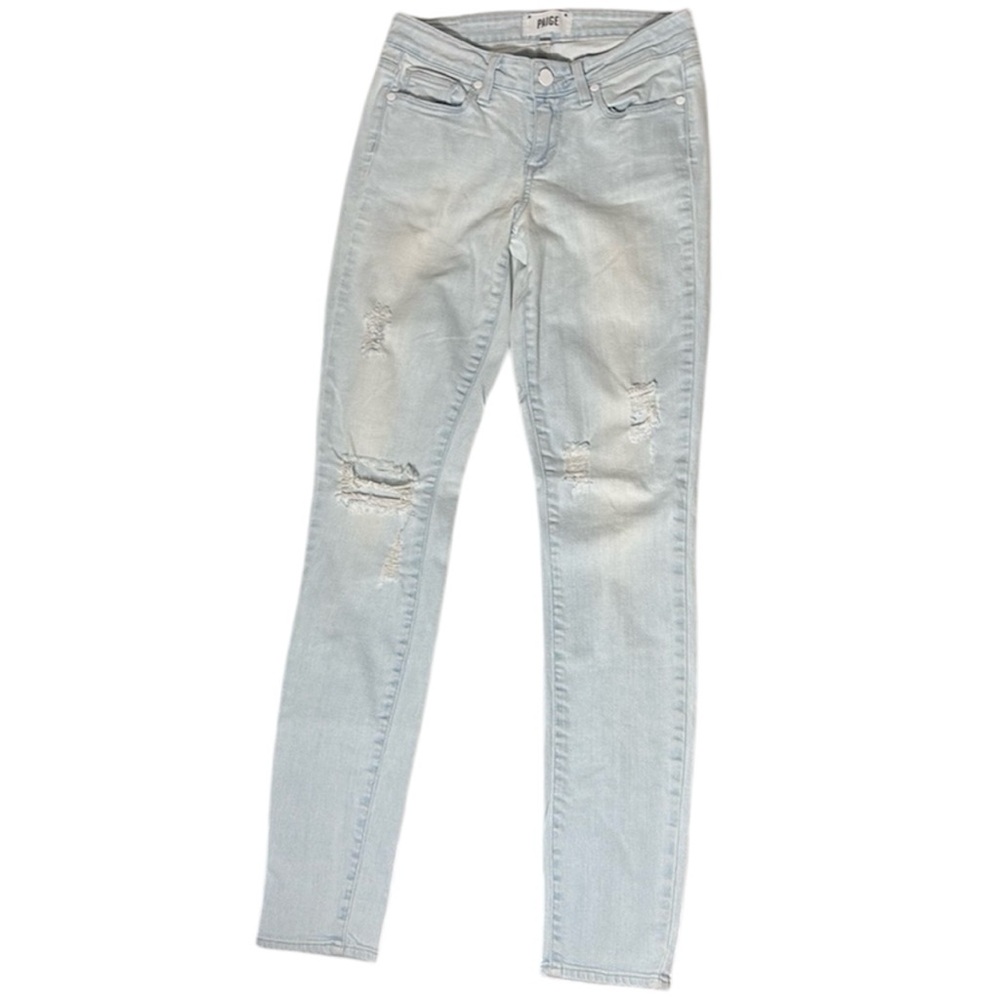Paige Light Blue Distressed Verdugo Ultra Skinny Jeans Size 25